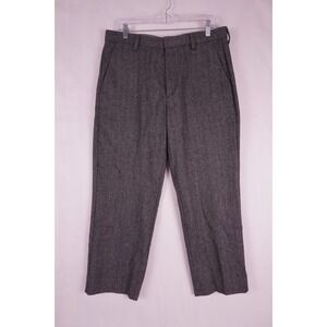 VTG GAP Premium Gray Wool Trousers Mens Herringbone Pleated 34x28 Classic Fit